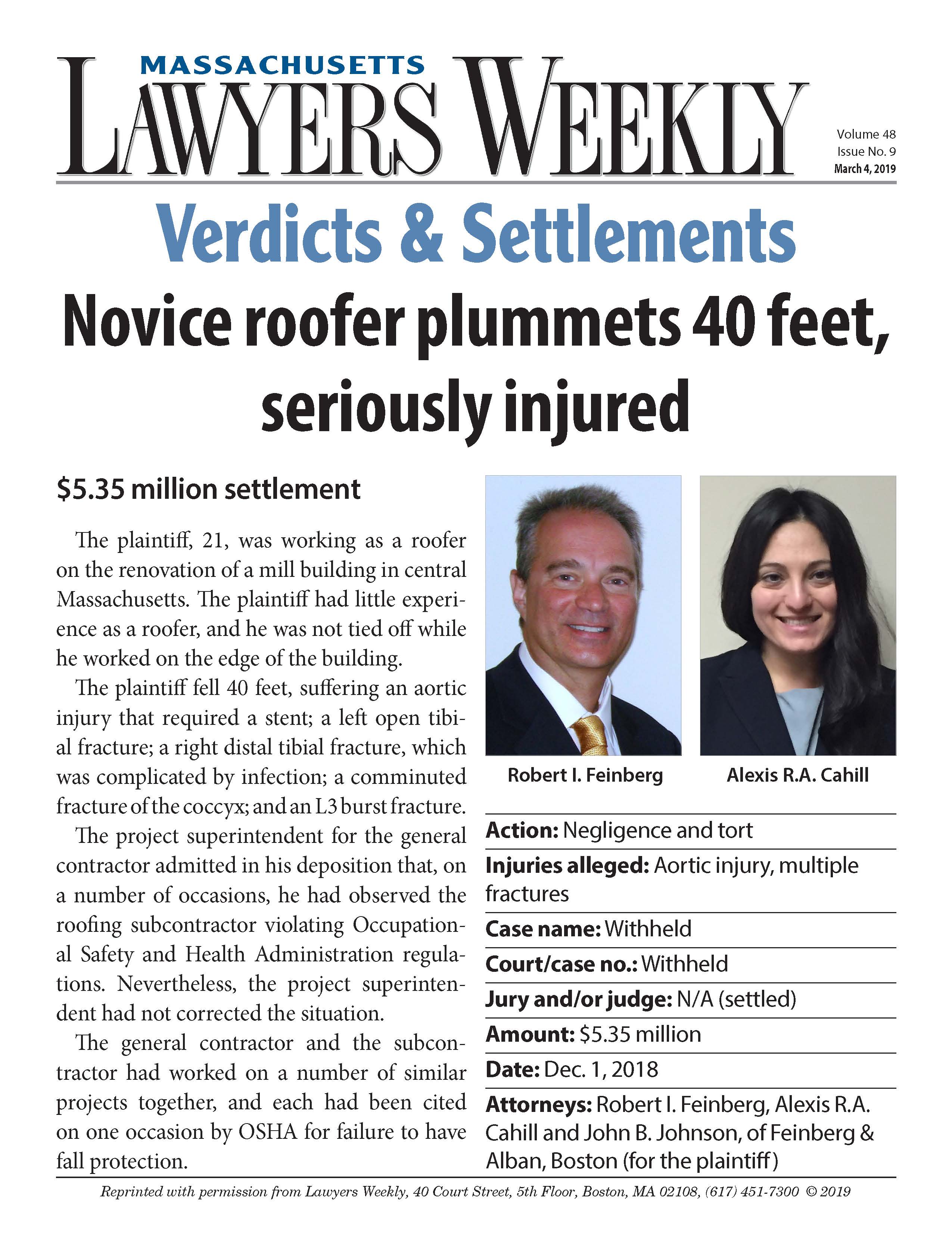Image of PDF, Novice roofer plummets 40 feet, seriously injured 